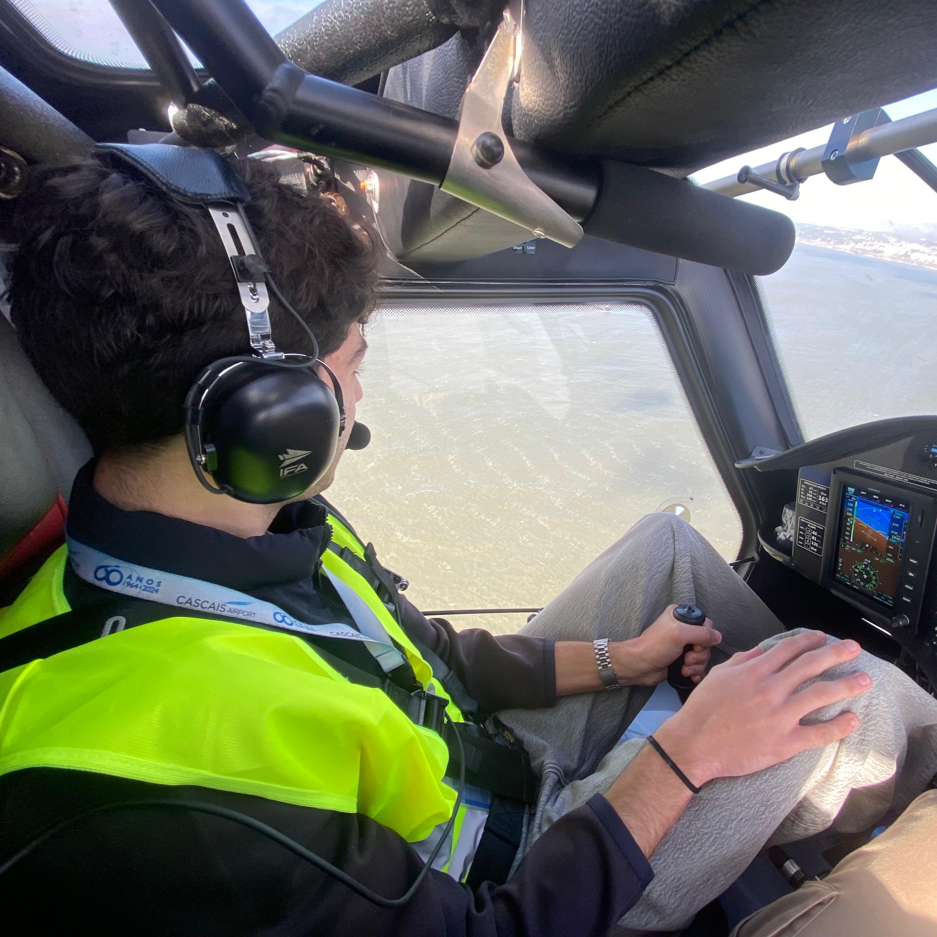Tomás Santos during his first flight